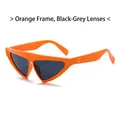 Trendy triangle cat-eye sunglasses with orange frames and dark grey lenses for street style - Orange Frame Black Grey Lens