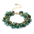 Pulsera artesanal de cuentas con trozos de malaquita verde y cierre dorado ajustable - Grava Verde / Verde