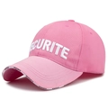 Berretto da baseball in cotone rosa con ricamo SECURITE bianco e dettagli sulla visiera - Ricamo Rosa-SECURITE