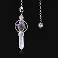 Merkaba pendant with amethyst star and clear quartz prism on a silver chain - Amethyst
