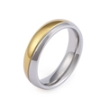Bague en acier titane minimaliste avec finition brossée dorée et bord argent poli - Taille Homme 10 (KR48330-K)