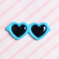 Cute heart-shaped pet sunglasses hair clip with blue frame and black lenses - Blue