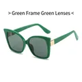 Oversized cat-eye zonnebril met groen montuur en bijpassende groene glazen - Groen Frame / Groene Lenzen
