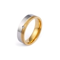 Anello bicolore in acciaio al titanio con finitura spazzolata e diamante incastonato - US 5 / Stile Donna (KR44379-K)
