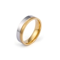 Bague minimaliste en acier titane bicolore avec finition brossée or et argent poli - Style Homme (KR49510-K)