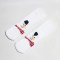 Fuzzy coral fleece children's socks featuring a white snowman design with a red scarf - New Hat White Snowman