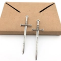 Vintage silver alloy broadsword pendants for DIY jewelry and cosplay accessories - Sword 25x88mm (8074)