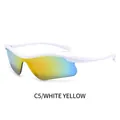 Gafas de sol deportivas con montura blanca y lentes de espejo amarillo C5 - Marco Blanco Espejo Amarillo