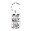 Detailed engraving on silver stainless steel dog tag keychain for son from mom - Keychain-Mom to Son / Silver