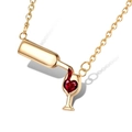 Creative 18K gold wine bottle and heart-shaped red zircon pendant necklace for women - Gold Bottle Cup Style (A05金色) / Gold