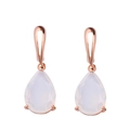 Elegant rose gold drop earrings with faceted pear-shaped white opal gemstones - Rose Gold