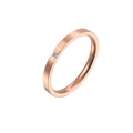 Minimalist rose gold ring with a single round diamond inlay for women and couples - US 5 / Rose Gold