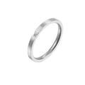 Minimalist silver-tone thin band ring with a single bezel-set cubic zirconia diamond - US 5 / Silver