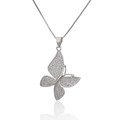 Collana con ciondolo a farfalla d'argento con cristalli micro-pave su catena veneziana - Argento