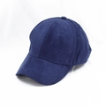Close-up of matte navy blue suede baseball cap showing fine texture and neat stitching - Adjustable 55-59cm / Navy Blue