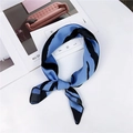 Elegant satin square scarf featuring a blue and black zebra stripe pattern for women - Blue White Zebra