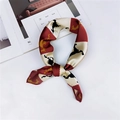 Elegant geometric print silk scarf with red, yellow and black patchwork pattern - Wine Red Patchwork Geometric