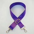 Detail of deep purple nylon bag strap with herringbone weave and gold metal swivel clasps - Purple / Silver Clasp