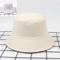 Minimalist double-sided bucket hat in solid beige and grey plaid patterns for couples - M (56-58cm) / Beige / Grey-White Plaid