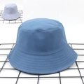 Reversible bucket hat in fog blue and blue white checkered cotton for men and women - M (56-58cm) / Dark Blue / Blue-White Plaid