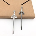 Antique silver gladiator sword pendants for DIY jewelry and cosplay accessories - 23x83mm