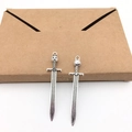 Set of two silver alloy owl-hilted sword pendants for DIY vintage jewelry making - Sword 15x66mm (8113)