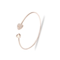Bracelet jonc ouvert cœur or rose avec cristaux pavés étincelants et finition lisse - Style Ouvert à Double Cœur / Doré