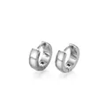 Pendientes de aro minimalistas en acero inoxidable plateado con acabado espejo pulido - Tipo D 4*9mm / Color Acero