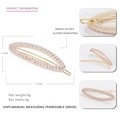 Pink acetate oval hair clip with rhinestones and golden metal frog clip base - Light Pink
