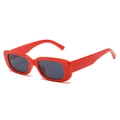 Retro narrow rectangular sunglasses with bright red frames and dark grey lenses - Red Frame/Gray Lens