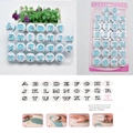 Detailed view of 26-piece alphabet cookie cutter set with size guide and usage steps - Uppercase Letter Style