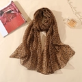Classic leopard print chiffon scarf for women lightweight shawl wrap accessory - Coffee