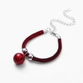 Japanisches rotes gewebtes Katzenhalsband mit Metallglocke und verstellbarer Silberkette - Rot