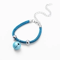 Japanisches Haustierhalsband in Königsblau mit hellblauer Glocke und Silberperlen - Blau