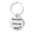 Silver stainless steel keychain with Remember I love you MOM engraving and heart icon - Mom Circle Keychain / 30mm Pendant