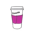 Pin esmaltado de taza de café en blanco y púrpura con texto Princess para chaquetas - Taza de Princesa Morada