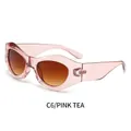 Occhiali da sole cat-eye rosa traslucidi con lenti sfumate color tè stile C6 - Montatura Rosa Trasparente Lenti Sfumate Marroni