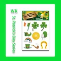 Tatuaggi temporanei di San Patrizio per bambini con quadrifogli e monete d'oro - Stile Trifoglio Arcobaleno (WK-058)