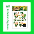 St. Patrick's Day kids tattoo sheet featuring leprechauns and shamrocks, style WK-065 - Horseshoes Leprechaun Style (WK-065)