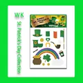 Set tatuaggi temporanei San Patrizio con trifogli verdi, arcobaleno e cappello a cilindro - Stile Cappello Verde Pentola d'Oro (WK-060)