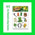 Foglio tatuaggi temporanei San Patrizio con trifogli e monete d'oro WK-061 - Stile Elementi Misti Festivi (WK-061)