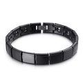 Bracciale magnetico classico in acciaio al titanio nero opaco da uomo con maglie quadrate - Nero