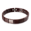 Bracciale magnetico largo in acciaio al titanio marrone scuro lucido con magneti - caffè