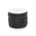 Detailed view of gunmetal 2mm iron curb chain roll on spool for DIY jewelry crafts - Gunmetal