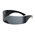 Cyberpunk sunglasses with translucent dark grey lenses and black glossy frames for parties - Gray