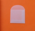 Detail of white translucent vellum paper envelope with a semicircular flap design - 5.5*5.5cm