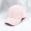 Close-up of the premium suede fabric texture and stitching on a pink baseball cap - Adjustable 55-59cm / Light Pink