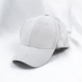 Detail of the high-quality suede texture and stitching on the light grey baseball cap - Adjustable 55-59cm / Light Gray