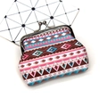 Detail of vintage ethnic geometric print coin purse with silver metal ball clasp closure - Ethnic Style No. 2