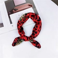 Chic red leopard print silk scarf with floral details tied in a stylish neck bow - Red Leopard Floral